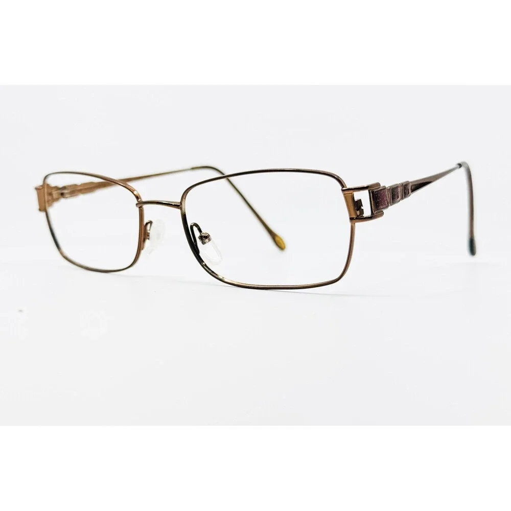 Safilo Eyeglasses Womens Brown Metal Rectangular Frame Italy 135